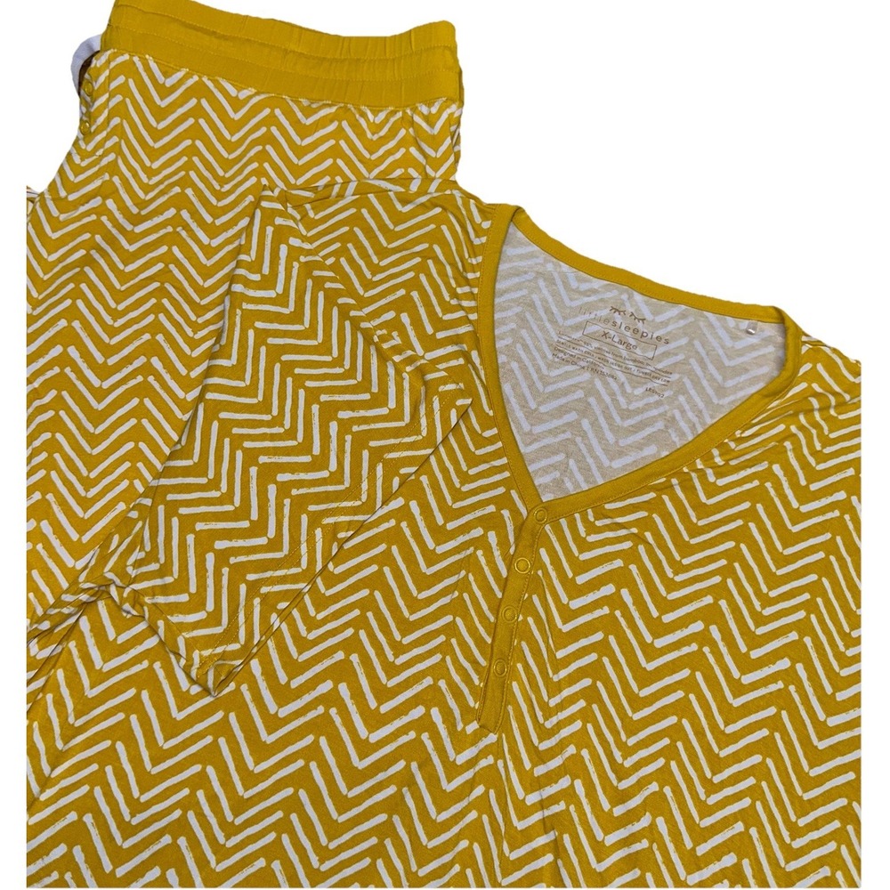 Little Sleepies Sunny Chevron Yellow Lunaluxe Bamboo Pajamas 2-Pc Set Women's XL